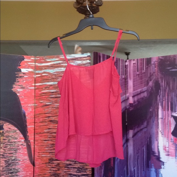 Preppy pink sheer ruffled tank top - Picture 3 of 3